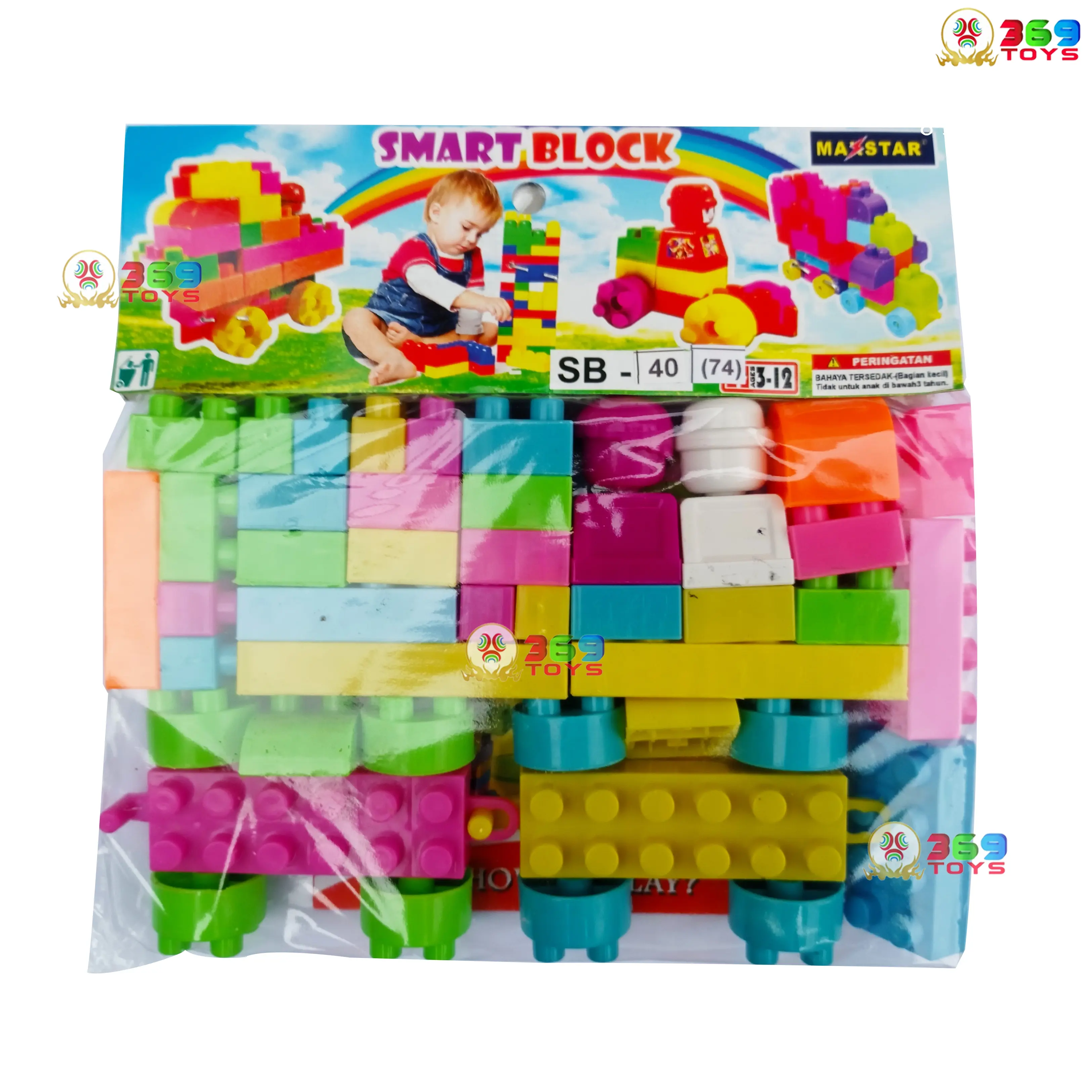 MAINAN ANAK SMART BLOCK ISI 40 PCS BONGKAR PASANG