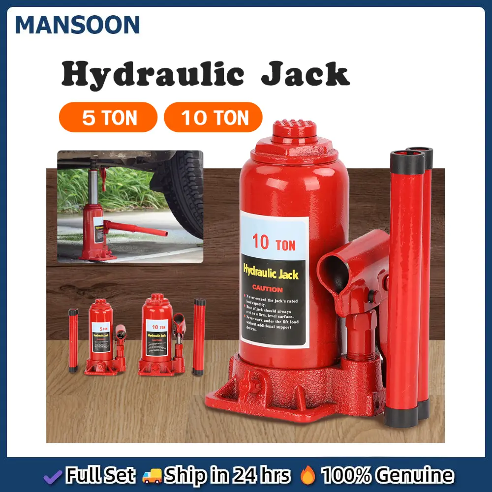 Mansoon 5t/10t Portable Heavy Duty Hydraulic Floor Bottle Jack For Auto Marine Farm Building Stability Precision Full Set Car