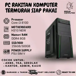 PC Komputer Rakitan Core i3 8100 Ram 8GB HDD 500GB Siap Pakai