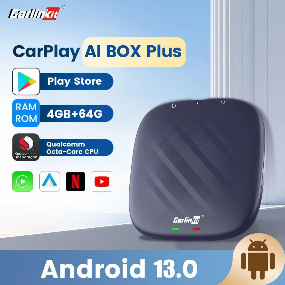 Carlinkit CarPlay Ai Box Plus Android 13 4+64GB QCM 8-Core 6125 Wireless CarPlay Android Auto 4G LTE SIM