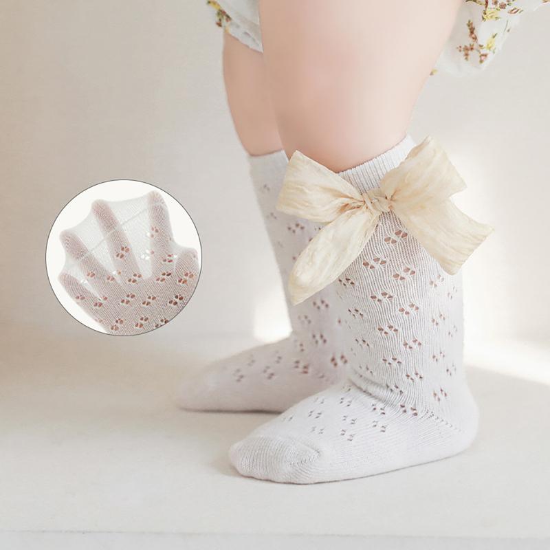 Big Bowknot Mesh Baby Long Socks Summer Newborn Toddler Prewalker Sweet Stocking For Kids Girls Infant Princess Soft Sock 0-5Y 6
