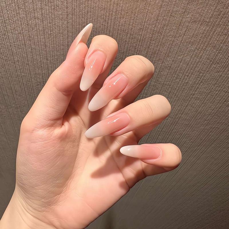  Móng giả hot trend – hồng sữa ombre pha trắng phong cách tối giản dễ phối tôn da kèm dụng cụ gắn móng 
