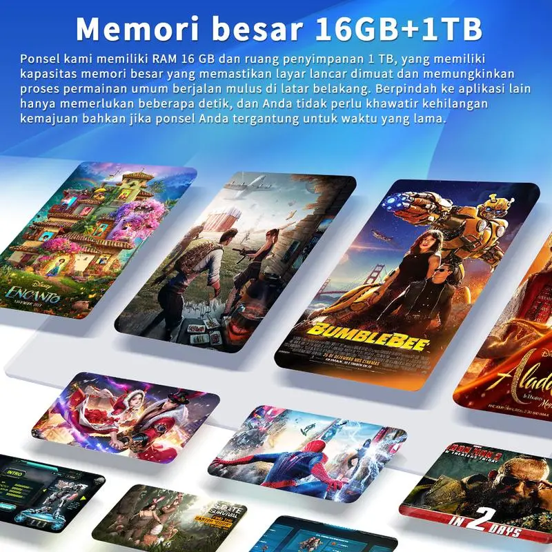 16GB+1024GB│Baterai besar 6000mAh│Pengisian cepat│Layar besar HD 120HZ│Gaming lancar│Bluetooth 6.0│3G/4G/5G│Android 11.1 6