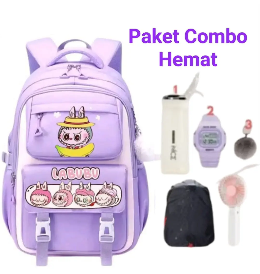 Tas ransel anak sekolah motif labubuuuu tas punggung anak lucu tas TK SD tas gendong perempuan