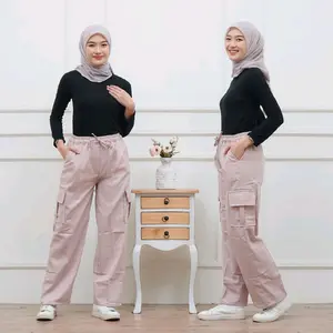 Celana Cargo Wanita Kulot Highwaist Koren Style Kulot Wanita