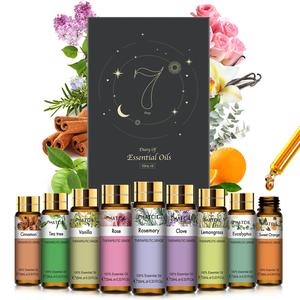 アロマエッセンシャルオイルセット 9本入り 10ml/0.33fl.oz ディフューザー・加湿器用ホームアロマテラピー・マッサージ・入浴・石鹸作り用、夏の必需品