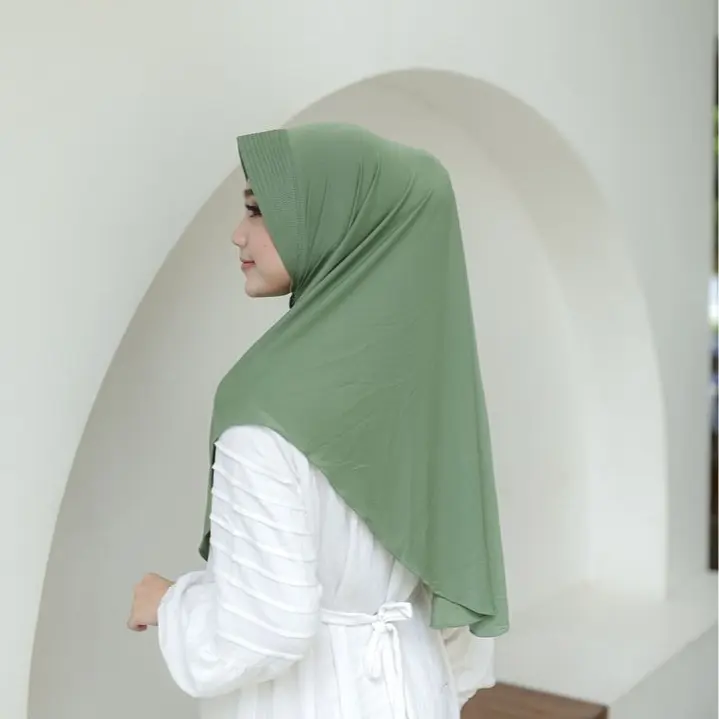 At - Tasmal Daily Hijab Bergo Hamidah Size L Matt Jersey Kerudung Instan Muslim Instan 4