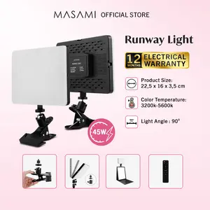 Lampu Masami Runway Square Light + Clip dengan Dimmer Step - Hitam