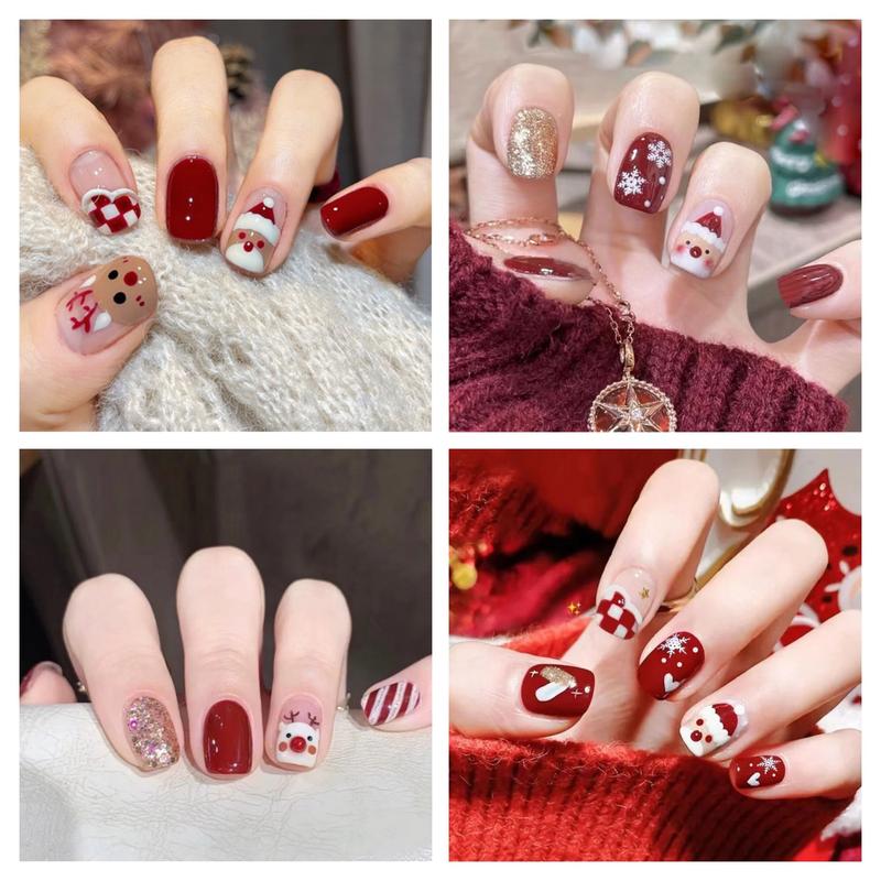  Móng Tay Giả Chủ Đề Giáng Sinh 24 Cái   Hộp Thiết Kế Ông Già Noel Móng Tay Giả Miếng Dán Móng Tay Móng Tay Giả Có Thể Tái Sử Dụng Kèm Keo Dán 