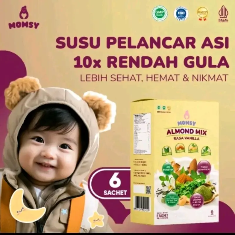 MOMSY ASI BOOSTER Almond pelancar Asi (isi 6sachet EXP 2025) 2