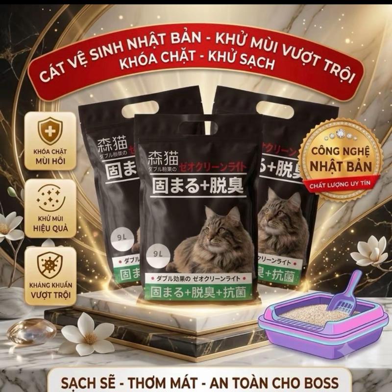 Combo 3 túi cát mèo đen Nhật 9l