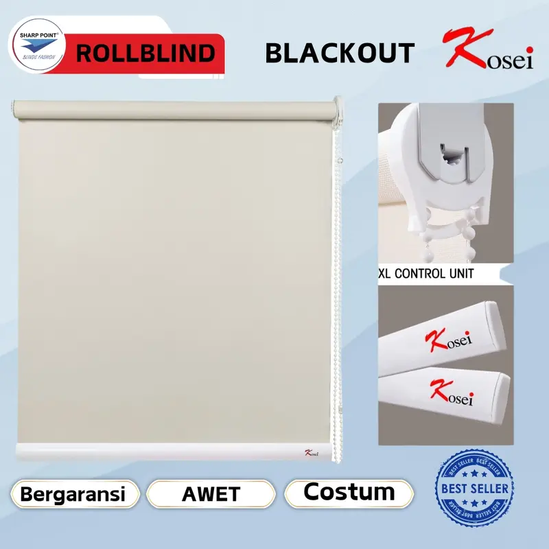 Rollblind Blackout 100% Headrail - Gorden Tarik - Tirai Gulung - Gorden kantor - Gorden Costum Kain Fabric Oak Anti-Susut - Curtain 0