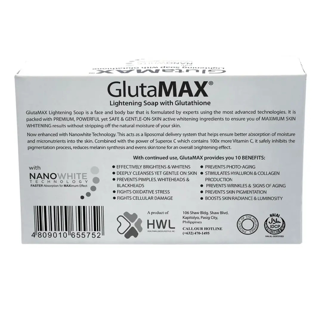 glutamax lightening soap with glutathione 75g product info and reviews GLUTAMAX Lightening Soap with Glutathione 60g