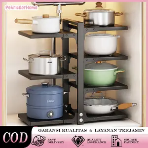 ​Adjustable Pot Rack | 2-7 Tier Snap-On Organizer | Sturdy Steel Space-Saving Shelf