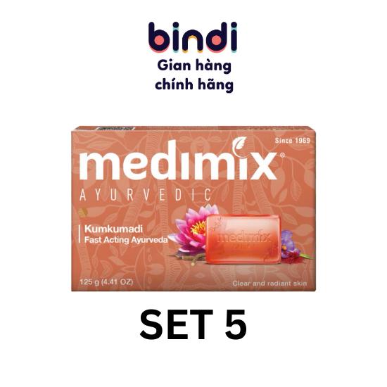 Set 5 Xà phòng Medimix Kumkumadi Nghệ Tây 125g bánh Dưỡng Body Skincare