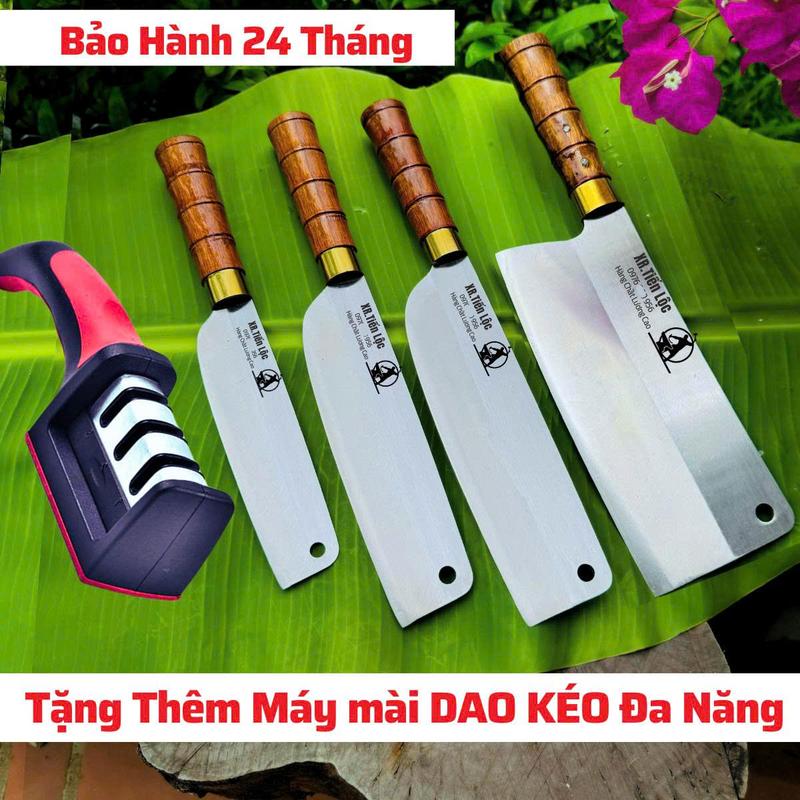 XƯƠNG RÈN TIẾN LỘC Combo 4 Dao Bếp Thép Nhật 420HC Cao Cấp Không Han Rỉ - Bảo Hành 24 Tháng - Tặng Máy Mài Dao Kéo Đa Năng