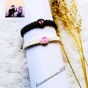 Gelang Couple Spiderman Modela Rajjut Anti Air Hitam Putih Rajut Elegan
