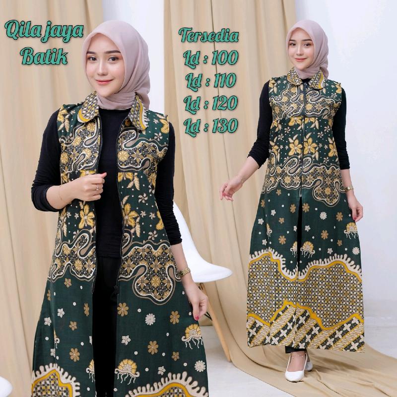 Outer longkardi batik, motif bintang saroja, bahan katun,. Cardigan Kardigan Wanita Baju Muslim Panjang tunik outer batik tenun brokat tali salur 3