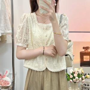 เสื้อลูกไม้ฝรั่งเศส เสื้อชีฟองแขนสั้นหน้าร้อน