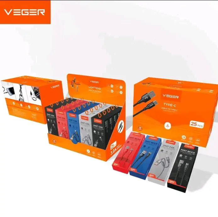 VAGER Kabel data Type C Data kabel fast charging 3.0A Cable