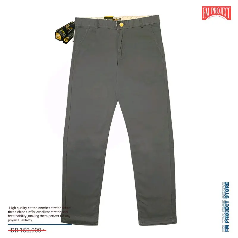 Terlaris CHINOS PREMIUM FULL ACCESSORIES KATUN COMBED STRETCH Nyaman Panjang Pria cutting reguler fashions panjang abu panjang chino ankle Formal chino outfits bahan regular fit Hitam Basic 5