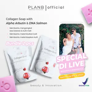[SPECIAL LIVE NIKIDEVILLE] PLAN B KOSMETIK  - Sabun Muka Whitening Plan B Kosmetik Kaya Kolagen dengan Alpha Arbutin dan DNA Salmon | Sabun Collagen with Alpha Arbutin
