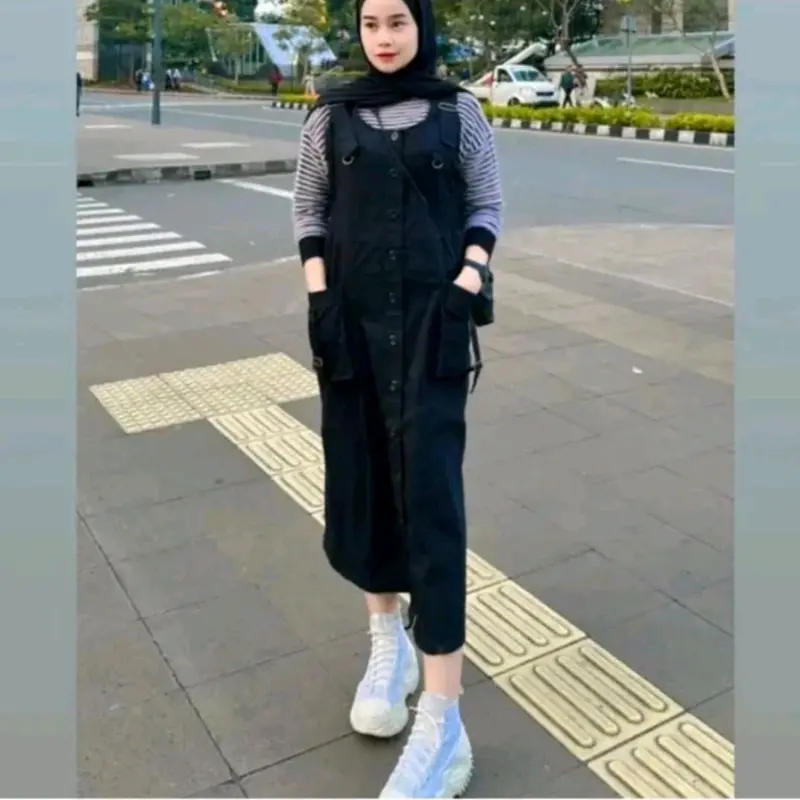 LONG SQUARE LESTY DRESS // BAJU OVERALL TEMY SHIRT// BAJU SANTAI WANITA OVEROLL Jumpsuit 4
