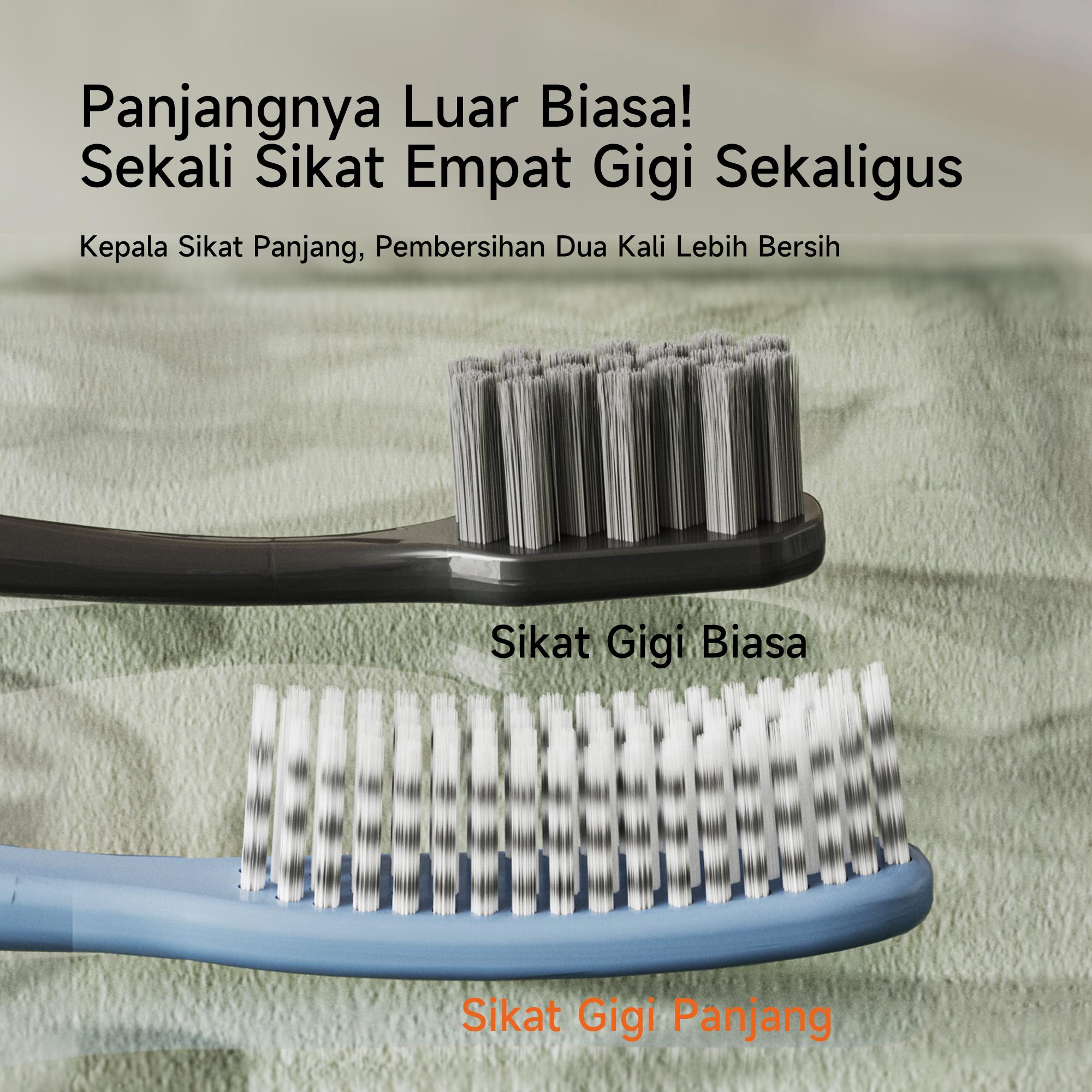 Sikat Gigi Dengan Kepala Panjang dan Lebar Ideal untuk Bepergian Pembersihan Cepat Lembut Seperti Kapas untuk Melindungi Gusi  toothbrush sikat gigi travel kit