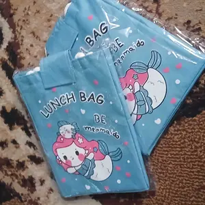 Lunch bag perekat tas bekal serbaguna tali sumbu putih