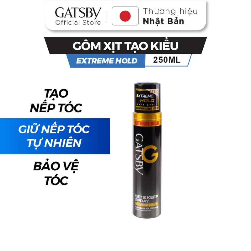 Gôm xịt tạo kiểu tóc GATSBY SET & KEEP SPRAY EXTREME HOLD 250ml