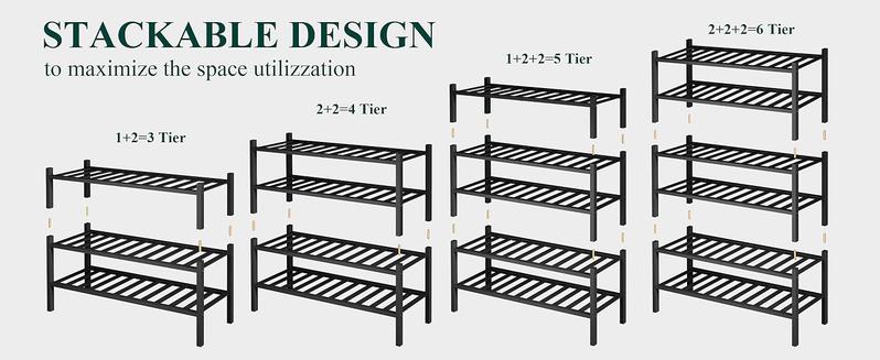 Product Introduction of Shoe Rack, 2/3/4/5/6 Tier Bamboo Shoe Organizer, Stackable Free Standing Wooden Shoe Storage Shelf for Closet, Entryway, Front Door Entrance 22