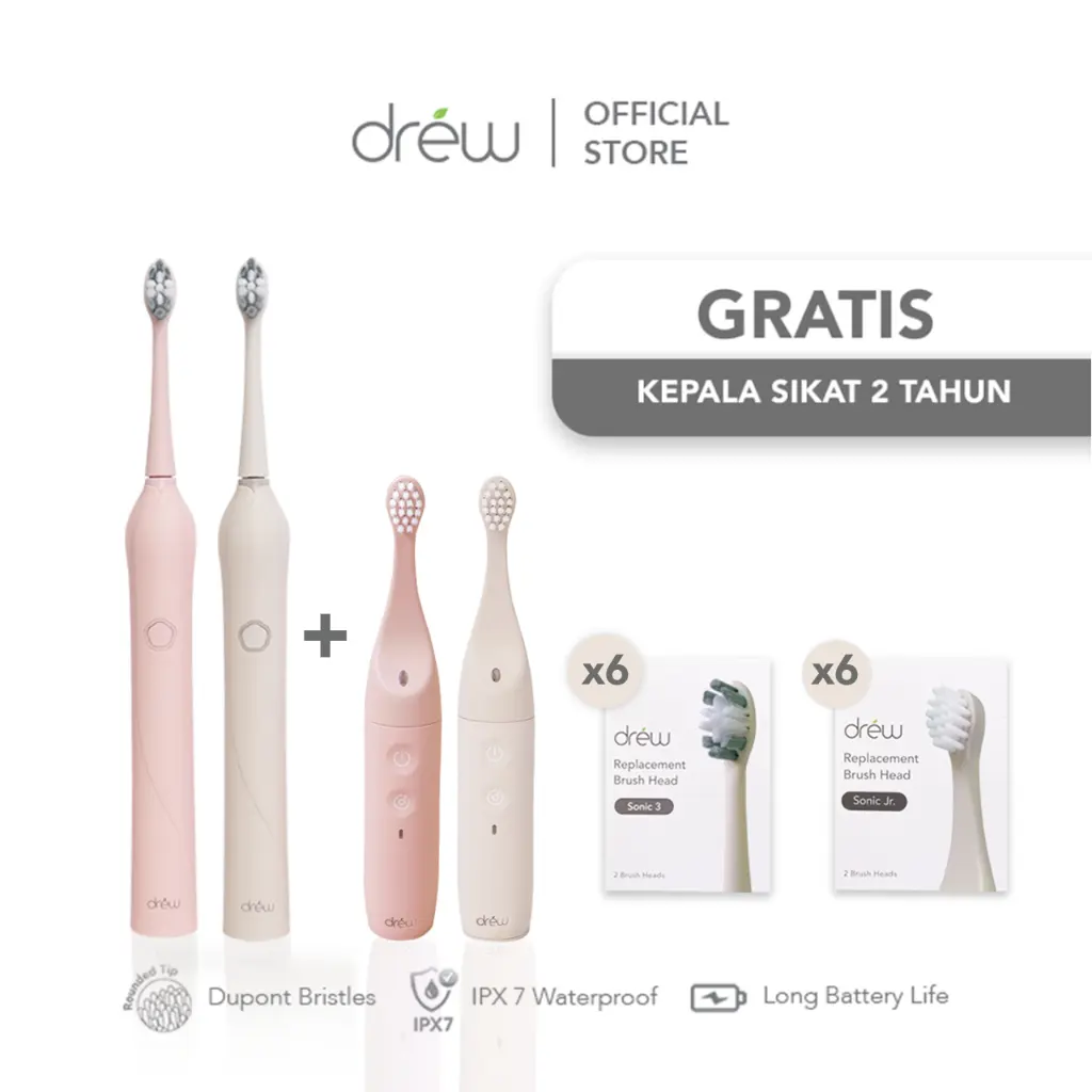 DREW Sonic - Family Complete Pack - Electric Toothbrush - Sikat Gigi Elektrik copy