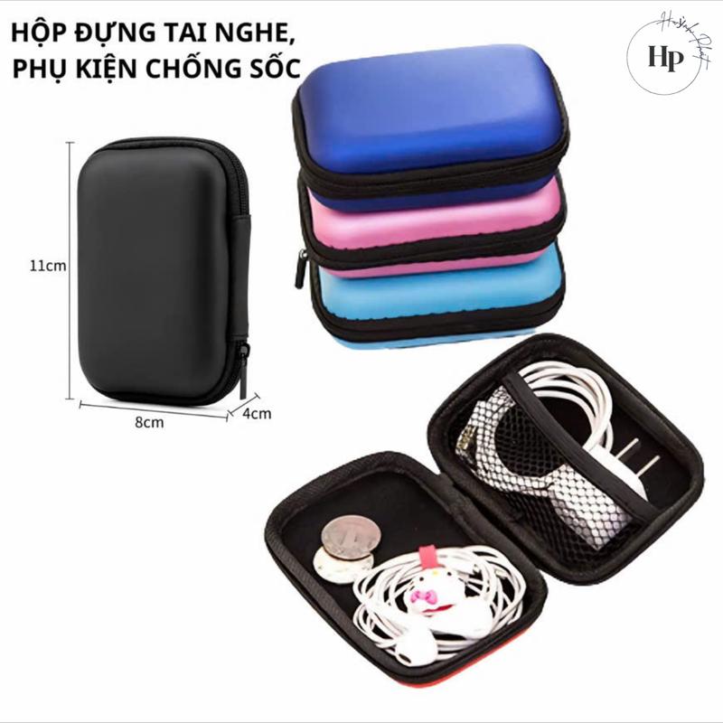 Hộp Đựng Tai Nghe Cáp Sạc, Dây Sạc, Phụ Kiện Nhỏ, Loại Cao Cấp Có Khóa Kéo Size Vừa Và Nhỏ Nhắn.