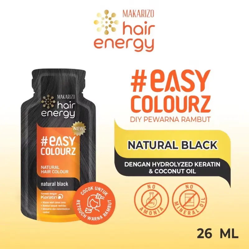 ￼Makarizo Hair Energy Easy Colour 26 mL - Natural Black Light Brown - Hair Color - Pewarna Rambut Cat penghilang uban 5