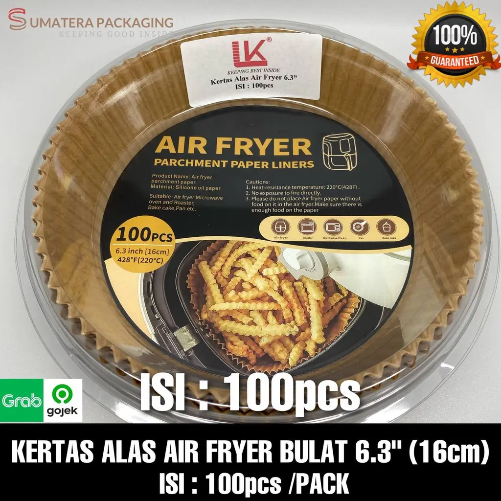 Kertas Alas Baking Air Fryer ISI 100 PCS ROUND BULAT Anti Lengket   Kertas Minyak   Baking Paper isi 100pcs Medan LK