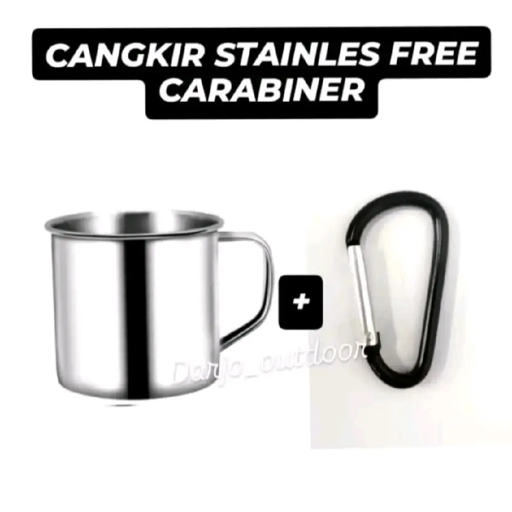 Cangkir stainlis free carabiner cocok untuk camping dan kegiatan outdoor mug stainlis gelas stainlis cangkir camping cangkir gunung