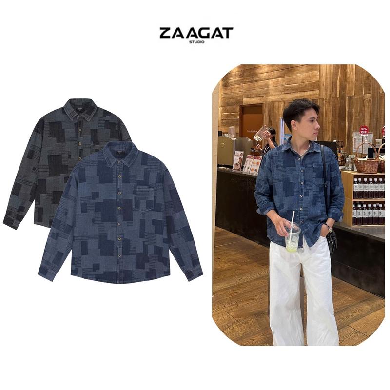 Áo sơ mi dài tay ZAAGAT chất liệu denim form regular-SƠ MI DENIM