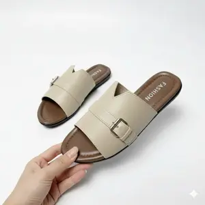 Sepatu Mules Wanita Sandal Wanita Shoes Perempuan Cewek Model Buckle Kulit Lembut dan Nyaman