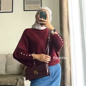 ￼Bytantisa - Blouse Batwing Rajut Crop Rachel Model Pendek