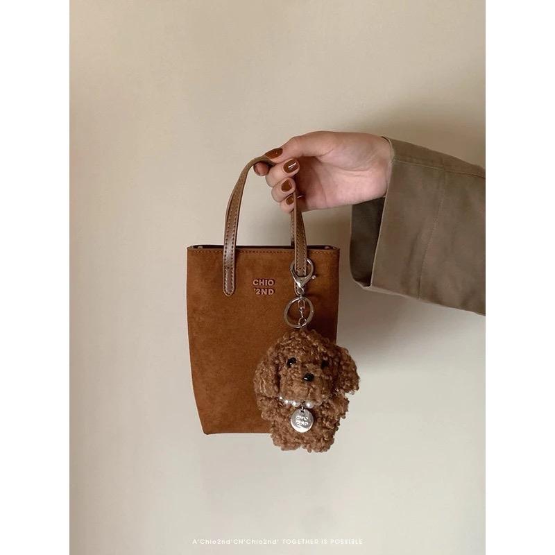 ￼Brown Suede Tas Slempang Chio Phone Bag 4