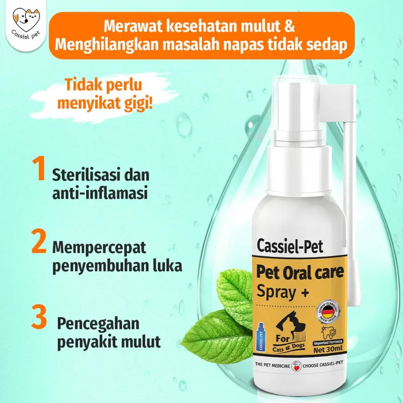 Cassiel Pet Penghilang Bau Mulut Air Liur Radang Tenggorokan Sakit Gigi Pembersih Kerak KucingAnjing 4