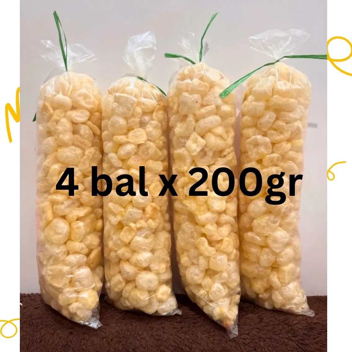 BUNDLING 4 BAL X 200GR KERUPUK RAMBAK KULIT SAPI dorokdok dorok dok kerupuk kulit sapi grosir kripik