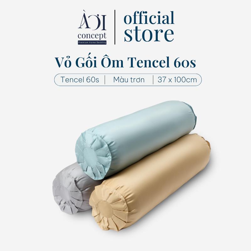 Vỏ Gối Ôm Tencel Hàn Quốc Cao Cấp À Ơi Concept Màu Trơn Nhiều màu Dây kéo khoá Size 37x100cm BED03