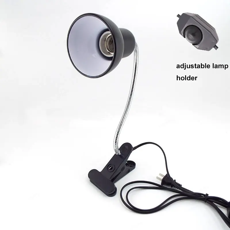 E27 Light Bulb Base Flexible Desk Lamp Holder Socket Desk Clip On-Off Adjustable Switch  FEH1SG