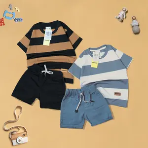 BRAVEKIDS - BROADSTRIPE SETELAN ANAK KAOS DAN CELANA COTTON COMBED 24S SABLON PLASTISOL KATUN