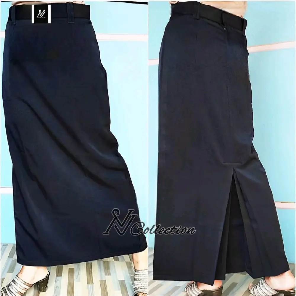 Rok Span Belah Belakang Rempel Sekolah Kerja Kantor High Twist