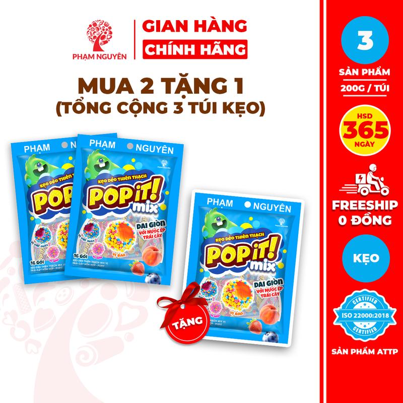 [MUA 2 TẶNG 1] Tổng cộng 3 Túi Kẹo Dẻo Thiên Thạch Từ Nước Ép Trái Cây Thật Mix Vị Popit 200g | Kẹo Dẻo | Đồ Ăn Vặt