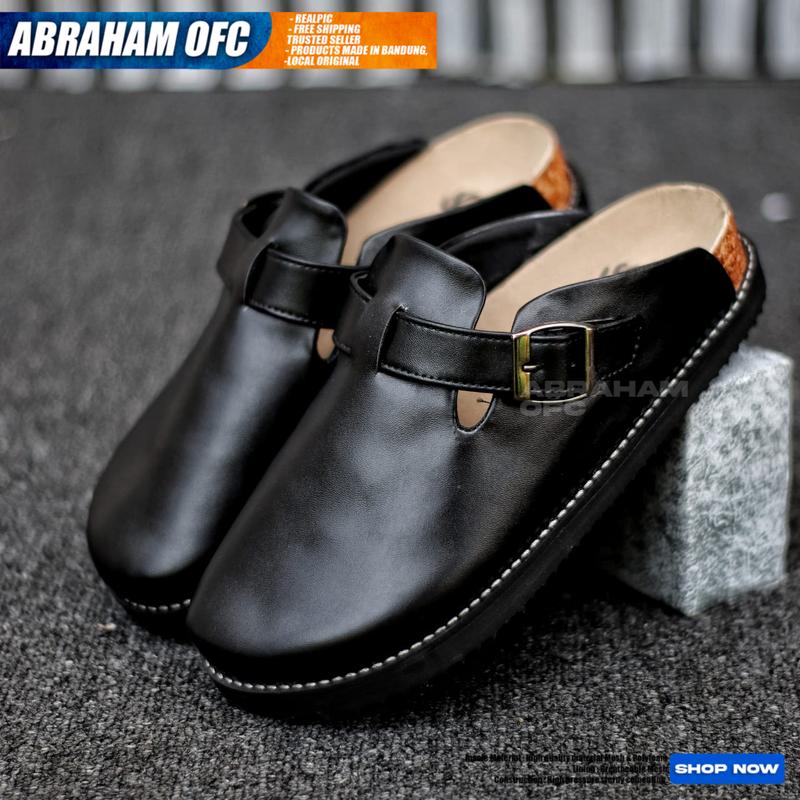 ABRAHAM Sepatu Sandal Slop Pria Boston Sendal Slipper Pria Distro Merah Shoes Karet 0