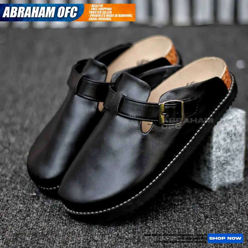 ABRAHAM Sepatu Sandal Slop Pria Boston Sendal Slipper Pria Distro Merah Shoes Karet 0