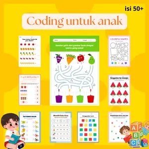 Lembar Aktivitas isi 50 CODING ANAK PAUD TK SD Lembar Mewarnai Worksheet Mainan Stimulasi Belajar Anak Interaktif dan Menyenangkan